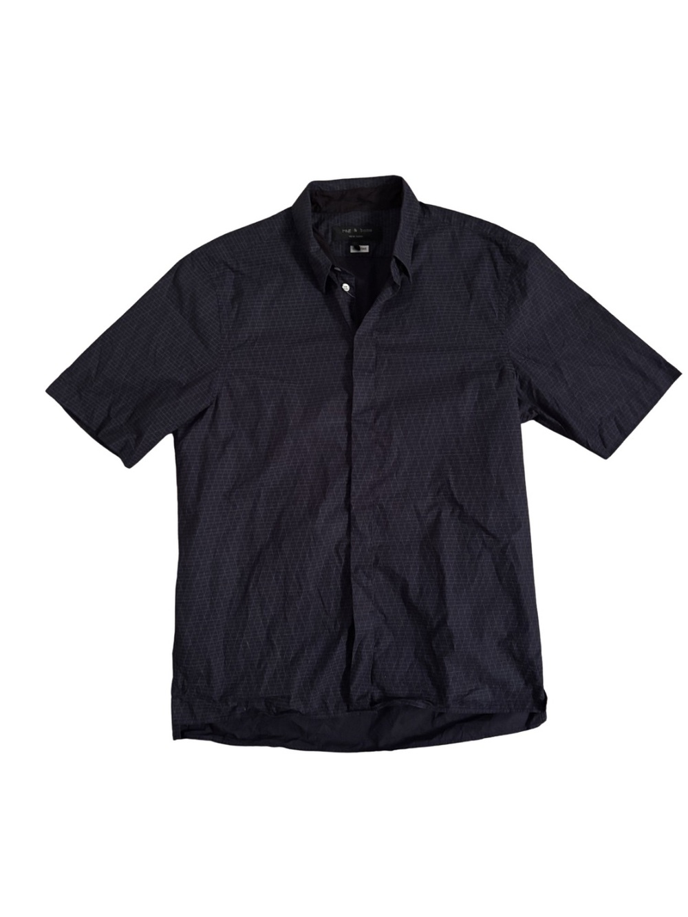 Rag & Bone Navy Short Sleeve Button-Up Pattern Shirt